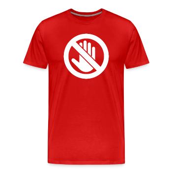 Caution Do Not Touch, Do Not Touch Symbol - Men's Premium Organic T-Shirt - red - Front - Damien (186cm)