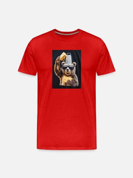 Bear with cheese, grater and sunglasses - Men's Premium Organic T-Shirt - red