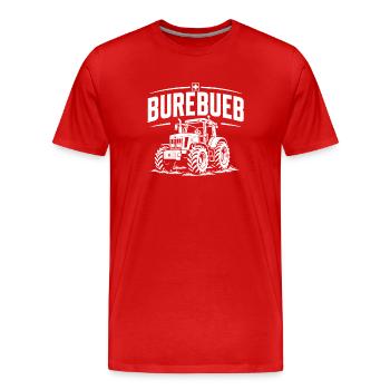 BUREBUB Tractor Silhouette - Men's Premium Organic T-Shirt - red - Front - Damien (186cm)