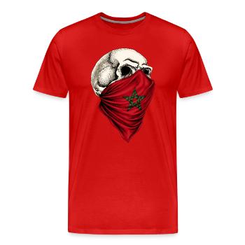 Crâne du drapeau marocain du Maroc - T-shirt bio Premium Homme - rouge - Devant - Damien (186cm)