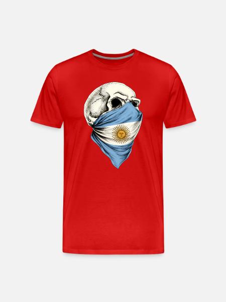 Argentina Argentinos argentinian flag skull - Men's Premium Organic T-Shirt - red