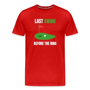 Last Swing Golf Groom - Men's Premium Organic T-Shirt - red - Front - Damien (186cm)