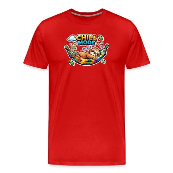 Chill mode sloth in hammock - Men's Premium Organic T-Shirt - red - Front - Damien (186cm)
