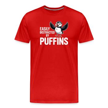  Easily Distracted By Puffins Lustiger - Männer Premium Bio T-Shirt - Rot - Vorne - Damien (186cm)