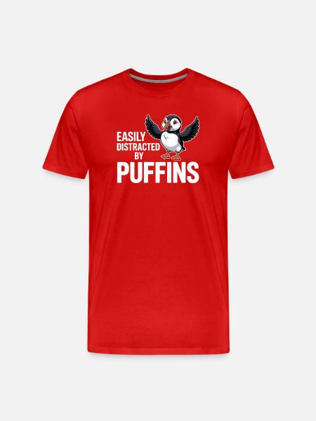 Easily Distracted By Puffins Lustiger - Men's Premium Organic T-Shirt - red