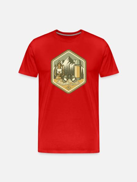 Bergcamping Patch : Camp & Carte - T-shirt bio Premium Homme - rouge