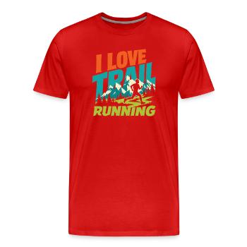 J’adore la course sur sentier - T-shirt bio Premium Homme - rouge - Devant - Damien (186cm)