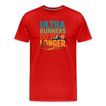 Ultraläufer machen es länger - Männer Premium Bio T-Shirt - Rot - Vorne - Damien (186cm)