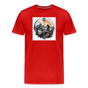 Nordic Mountainbike Sonnenpfad - Männer Premium Bio T-Shirt - Rot - Vorne - Damien (186cm)