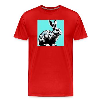 rabbit - Men's Premium Organic T-Shirt - red - Front - Damien (186cm)