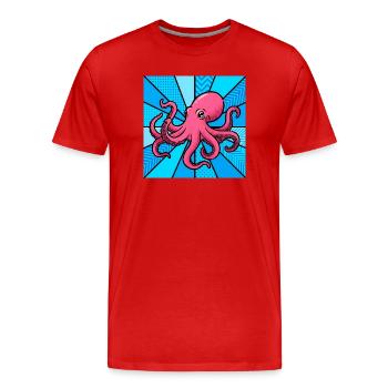 Krake - Männer Premium Bio T-Shirt - Rot - Vorne - Damien (186cm)