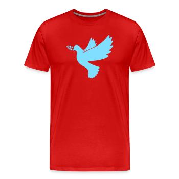 Colombe de la Paix en bleu clair - T-shirt bio Premium Homme - rouge - Devant - Damien (186cm)