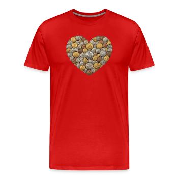 Cœur de Pièces - T-shirt bio Premium Homme - rouge - Devant - Damien (186cm)