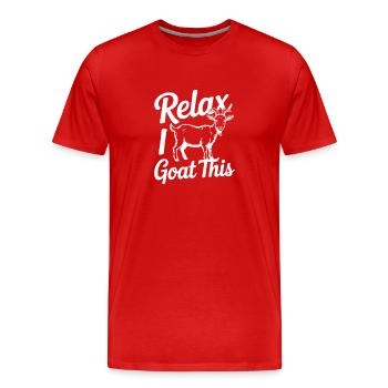 Entspann dich, ich Ziege das - Männer Premium Bio T-Shirt - Rot - Vorne - Damien (186cm)