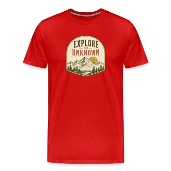 Explorer l’inconnu - T-shirt bio Premium Homme - rouge - Devant - Damien (186cm)