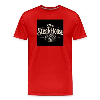 Le logo du SteakHouse - T-shirt bio Premium Homme - rouge - Devant - Damien (186cm)