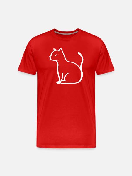 Cat Line Art - Men's Premium Organic T-Shirt - red
