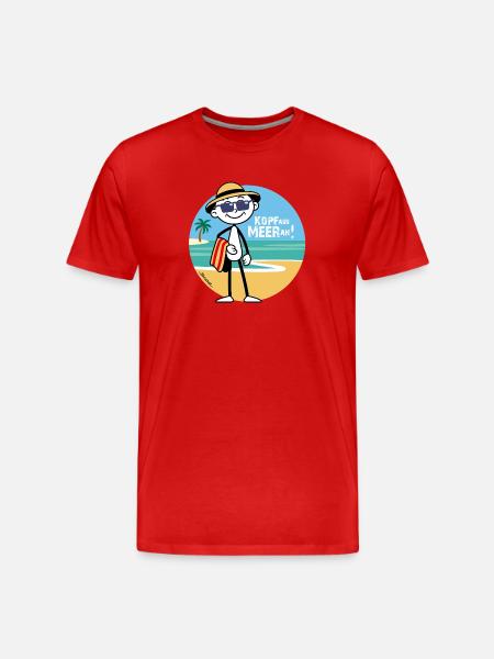 Kopf aus - Meer an ! Strichel im Urlaubsmodus - Männer Premium Bio T-Shirt - Rot