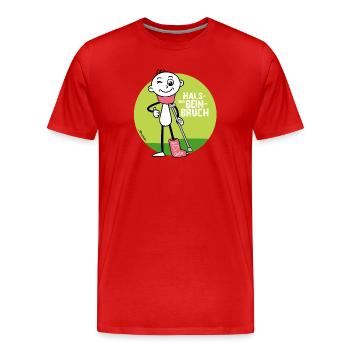 Hals und Beinbruch - Genesungs Wünsche  - Männer Premium Bio T-Shirt - Rot - Vorne - Damien (186cm)