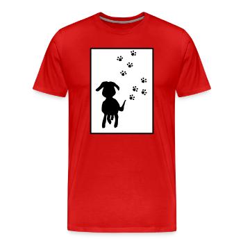Traces de pattes : silhouette de chien - T-shirt bio Premium Homme - rouge - Devant - Damien (186cm)