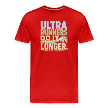 Ultraläufer machen es länger - Männer Premium Bio T-Shirt - Rot - Vorne - Damien (186cm)