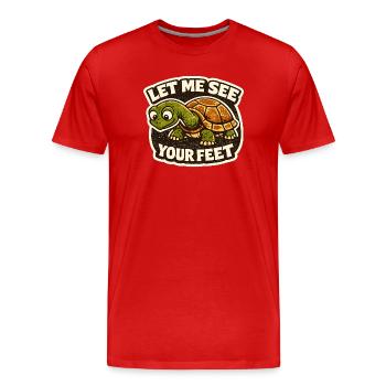 La tortue exige : Montrez vos pieds - T-shirt bio Premium Homme - rouge - Devant - Damien (186cm)