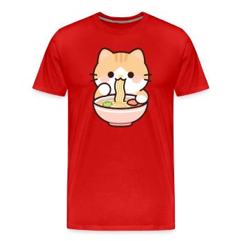 Cadeau de soupe de nouilles ramen de chat Kawaii - T-shirt bio Premium Homme - rouge - Devant - Damien (186cm)