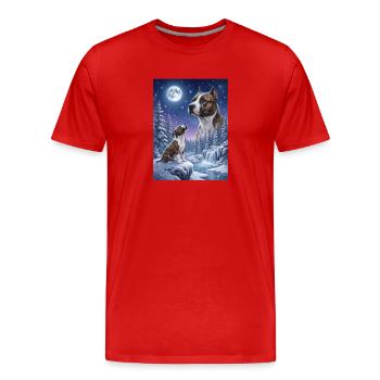 Hurlement au chien de la lune Staffordshire Terrier - T-shirt bio Premium Homme - rouge - Devant - Damien (186cm)