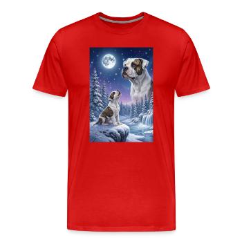Hurlant à la Lune American Bulldog - T-shirt bio Premium Homme - rouge - Devant - Damien (186cm)