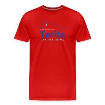 Tarifa On My Mind, Kitesurfing Andalucia Coast - Men's Premium Organic T-Shirt - red - Front - Damien (186cm)