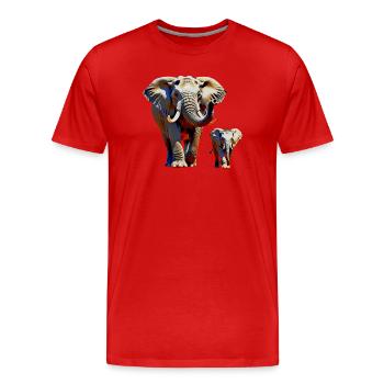 Elefanten - Männer Premium Bio T-Shirt - Rot - Vorne - Damien (186cm)