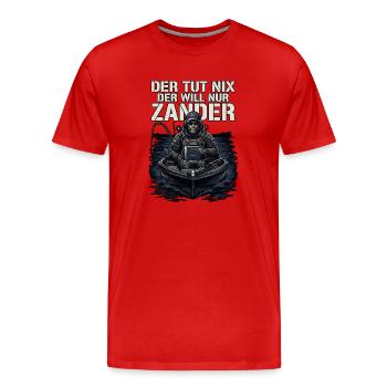 Zander Angler - Männer Premium Bio T-Shirt - Rot - Vorne - Damien (186cm)