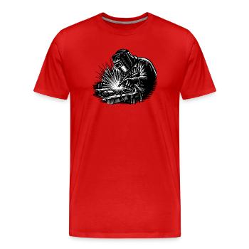 Schweißer Funken Metall Industrie Arbeit Stolz - Männer Premium Bio T-Shirt - Rot - Vorne - Damien (186cm)