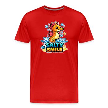 Hippocampe au sourire salé - T-shirt bio Premium Homme - rouge - Devant - Damien (186cm)