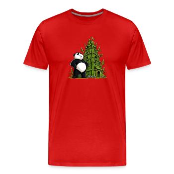Panda devant un château de bambou - T-shirt bio Premium Homme - rouge - Devant - Damien (186cm)