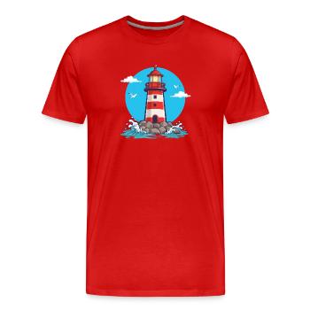 Leuchtturm - Maritim Meer Küste Nordsee Hoffnung - Männer Premium Bio T-Shirt - Rot - Vorne - Damien (186cm)