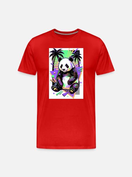 panda - Men's Premium Organic T-Shirt - red