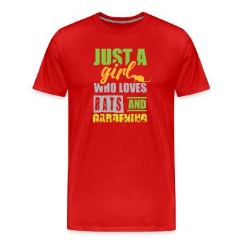 Juste une fille qui fait des rats et jardine ! - T-shirt bio Premium Homme - rouge - Devant - Damien (186cm)
