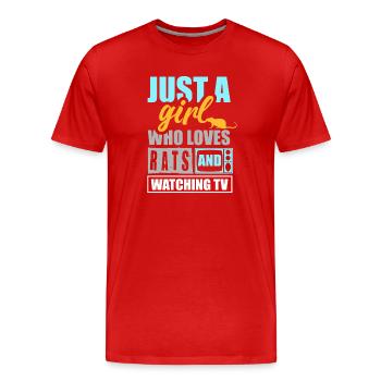 Just a girl who loves rats and loves to - Men's Premium Organic T-Shirt - red - Front - Damien (186cm)
