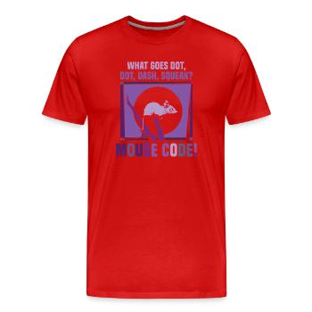 Was macht Punkt, Strich, Quietschen? Maus-Code - Männer Premium Bio T-Shirt - Rot - Vorne - Damien (186cm)