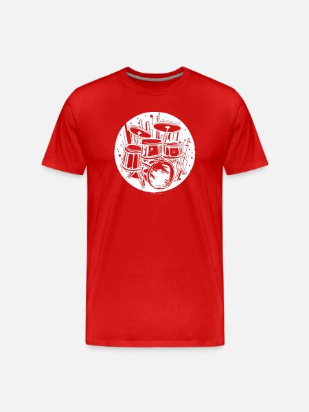 Drumkit Drawing - Men's Premium Organic T-Shirt - red