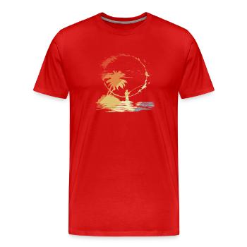 Vintage Angeln Zeichnung - Männer Premium Bio T-Shirt - Rot - Vorne - Damien (186cm)