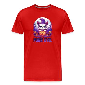Kawaii Neko Anime Manga Communauté des chats d’Halloween - T-shirt bio Premium Homme - rouge - Devant - Damien (186cm)