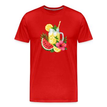 Limonade géométrique | Boisson d’été low poly - T-shirt bio Premium Homme - rouge - Devant - Damien (186cm)