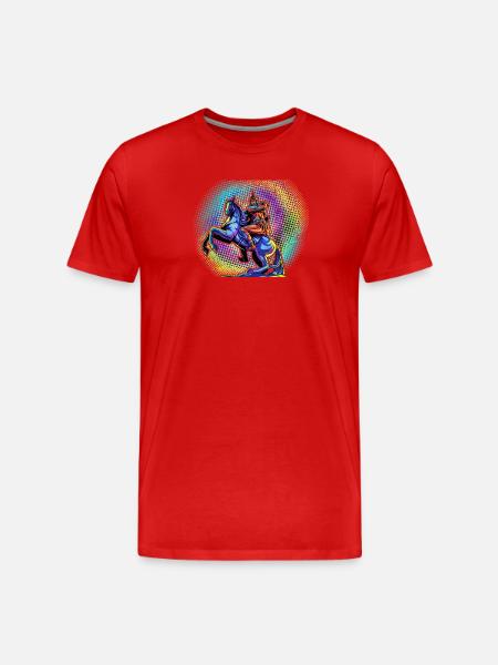 Dynamischer Krieger im Pop-Art-Stil - Männer Premium Bio T-Shirt - Rot