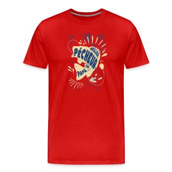 meilleur pécheur papa - T-shirt bio Premium Homme - rouge - Devant - Damien (186cm)