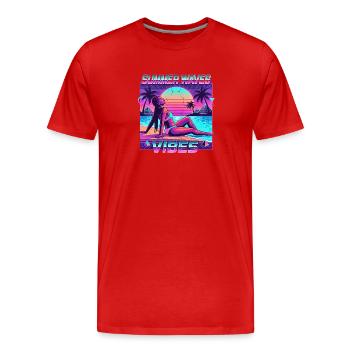 Retro-Sommer-Vibes - Männer Premium Bio T-Shirt - Rot - Vorne - Damien (186cm)