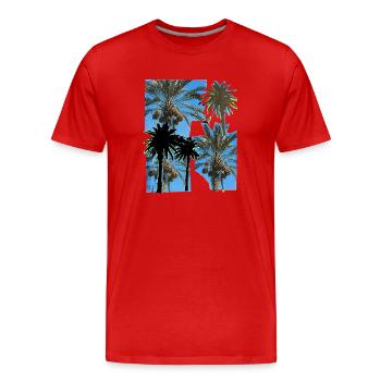Date Palm Trees Risography - Men's Premium Organic T-Shirt - red - Front - Damien (186cm)