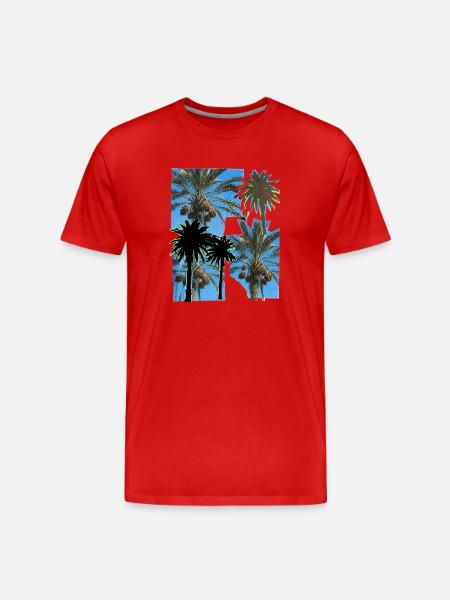 Date Palm Trees Risography - Men's Premium Organic T-Shirt - red