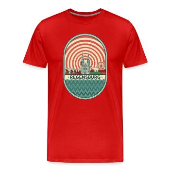 Regensburg Retro Reiseplakat - Männer Premium Bio T-Shirt - Rot - Vorne - Damien (186cm)